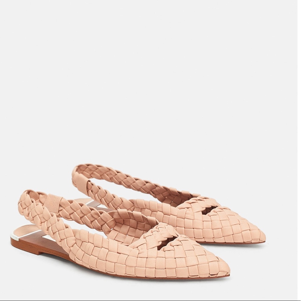 NEW ZARA Woven Nude Slingback Shows SZ 40 US 9